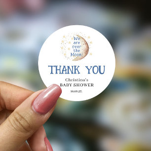 Sticker Rond Au-dessus du Baby shower de garçon bleu mignon de