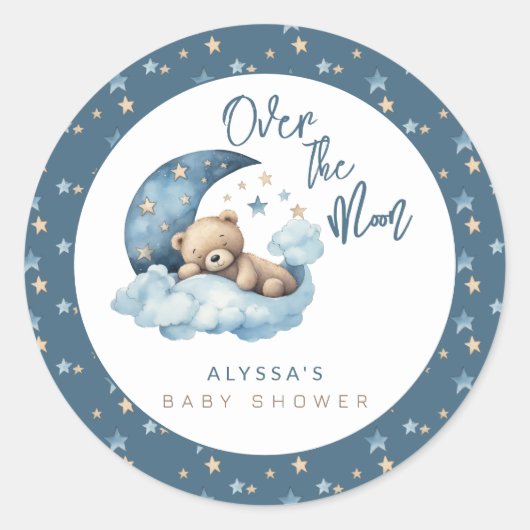 Sticker Rond Au-dessus du Baby shower de la Lune (Devant)
