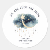 Sticker Rond Au-dessus du Baby shower Moon Gold Stars (Devant)