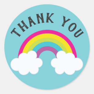 Sticker Rond Au-dessus du Merci d'arc-en-ciel