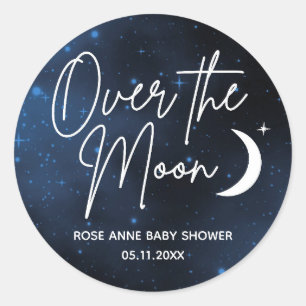 Sticker Rond Au-dessus du nom de la lune Date Baby shower théma