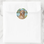 Sticker Rond Au lac - Golden Retriever (Sac)