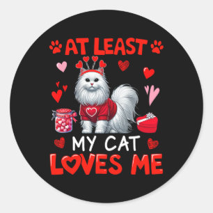 Sticker Rond Au moins mon chat qui m'aime Le propriétaire uniqu
