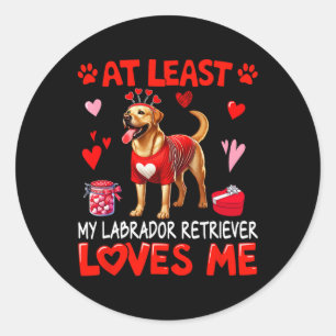 Sticker Rond Au moins mon labrador retriever m'aimant pour la S