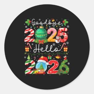 Sticker Rond Au revoir 2025 Bonjour 2026 Bonne Année Noël P
