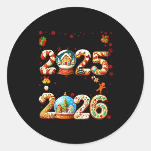 Sticker Rond Au revoir 2025 Bonjour 2026 Noël et bonne année