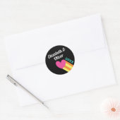 Sticker Rond Au total 80s Mariage de coeur rose (Enveloppe)