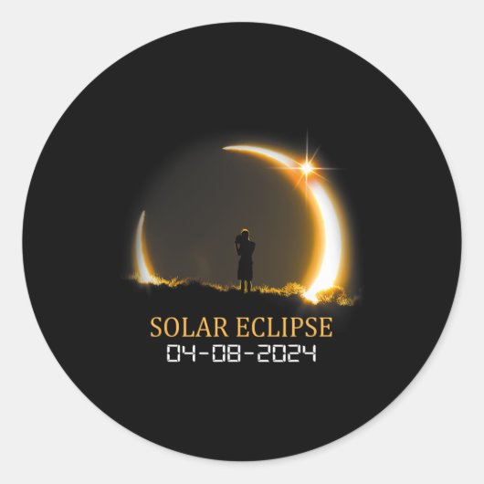 Sticker Rond Au total Éclipse Solaire 04-08-2024 (Devant)