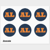 Sticker Rond Auburn (AL) - Bleu x orange x Blanc (Feuille)