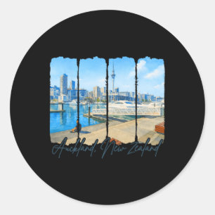 Sticker Rond Auckland Nouvelle-Zélande Voyageant Coup de pincea