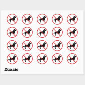 Sticker Rond Aucun animal de compagnie admis (Feuille)