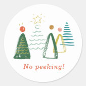 Sticker Rond Aucun Aquarelle de Pékin Arbres de Noël (Devant)