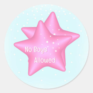 Sticker Rond Aucun Garçon Autorisé Double Étoiles 3D