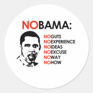 STICKER ROND AUCUN OBAMA, AUCUNE MANIÈRE