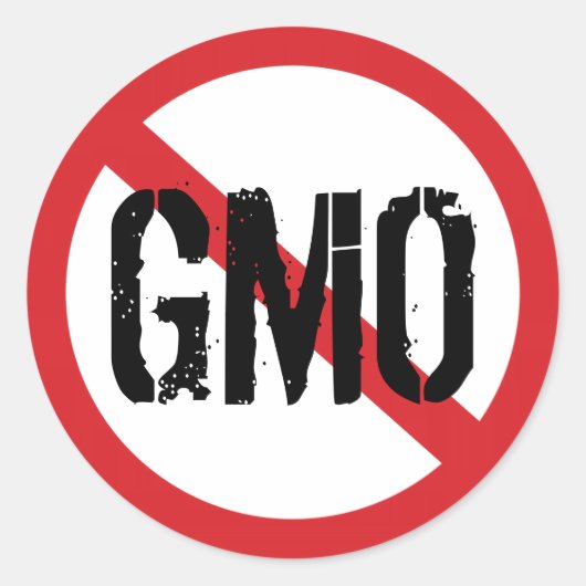 Sticker Rond Aucun OGM Aliments génétiquement modifiés (Devant)