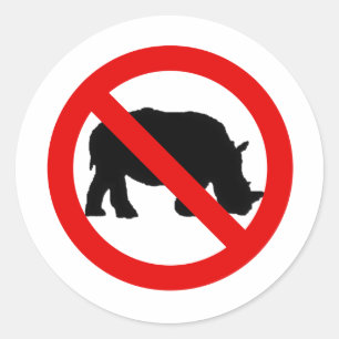 Sticker Rond Aucun rhinocéros autorisé