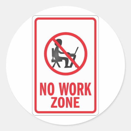 Sticker Rond Aucun signe d'avertissement de zone de travail (Devant)