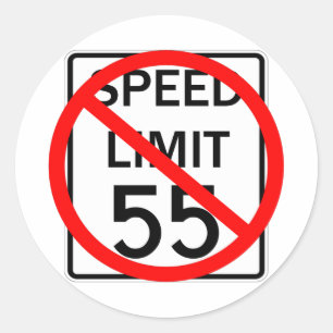 Sticker Rond Aucun signe de limitation de vitesse de 55 M/H