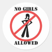 Sticker Rond Aucune fille autorisée (Devant)