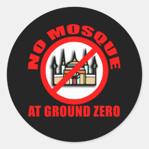 Sticker Rond AUCUNE MOSQUÉE à Ground Zero Tshirts, Boutons