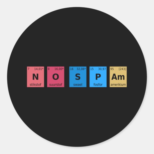 Sticker Rond Aucune table périodique Spam (Devant)