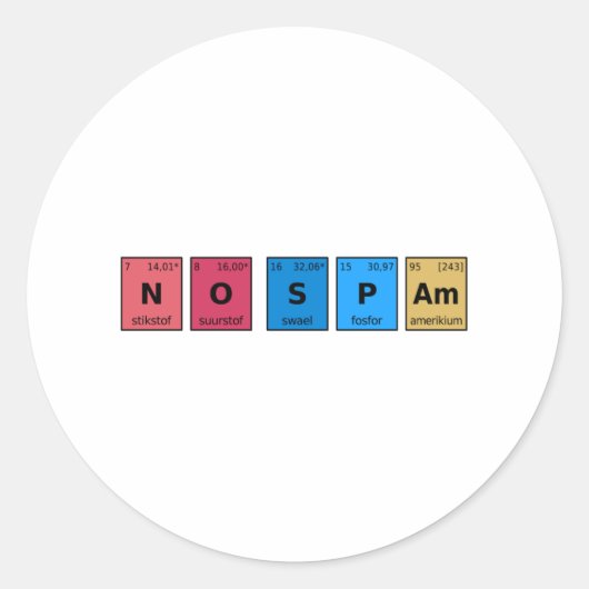 Sticker Rond Aucune table périodique Spam (Devant)