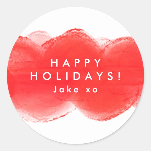 Sticker Rond audacieux moderne rétro rouge fun Joyeux jours fér (Devant)