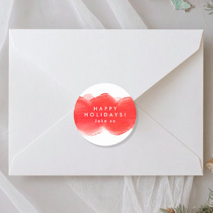 Sticker Rond audacieux moderne rétro rouge fun Joyeux jours fér