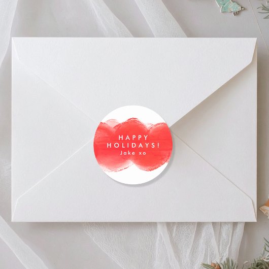 Sticker Rond audacieux moderne rétro rouge fun Joyeux jours fér