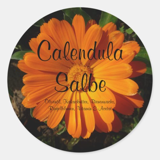Sticker Rond Aufkleber, Calendula / Ringelblumen Salbe (Devant)
