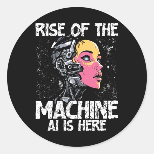 Sticker Rond Augmentation De La Conception Hybride De Robot Hum (Devant)