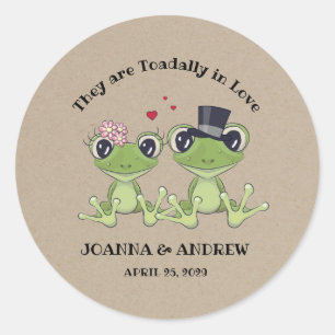 Sticker Rond ©Aujourd'hui dans l'amour Rustique Frog Couple Mar