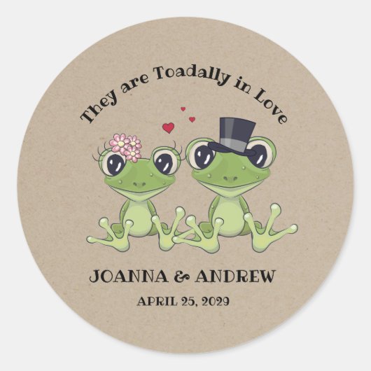 Sticker Rond ©Aujourd'hui dans l'amour Rustique Frog Couple Mar (Devant)