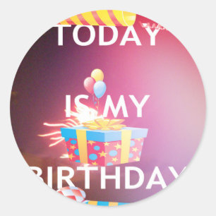 Sticker Rond Aujourd'hui est mon art d'anniversaire