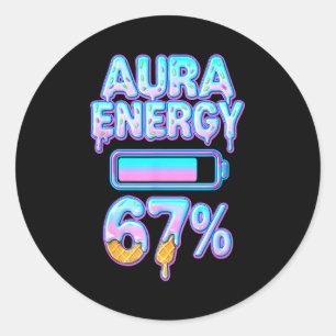 Sticker Rond Aura Énergie 67 Mème Glace Crème Goutte 6 7 Drôle 