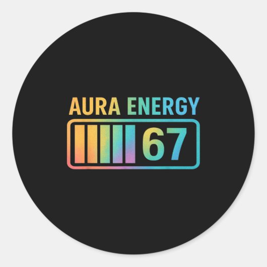 Sticker Rond Aura Energy 67 Gen Alpha 6 7 Meme Infinite Rizz St (Devant)