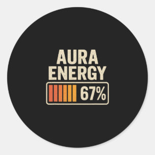 Sticker Rond Aura Energy 67 Mème Drôle Gen Alpha Slang Retro Vi