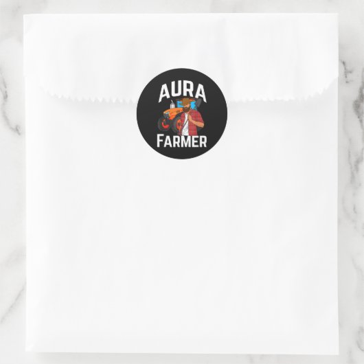 Sticker Rond Aura Farmer Funny Meme  (Sac)