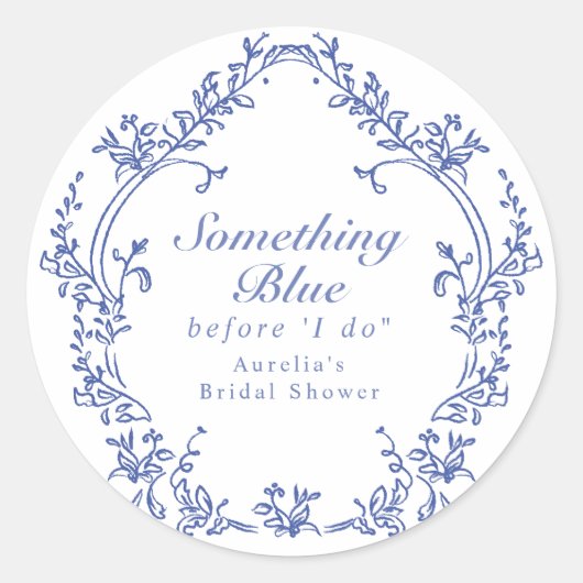 Sticker Rond AURELIA Chinoiserie Something Blue Baby Shower Mar (Devant)