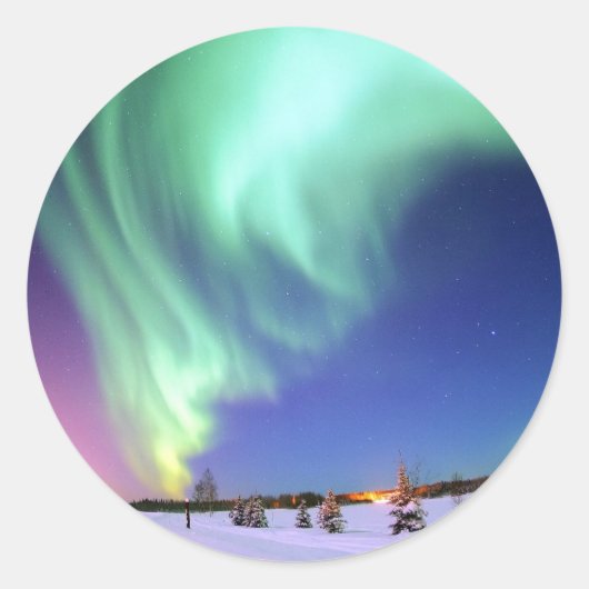 Sticker Rond Aurora à Bear Lake. (Devant)