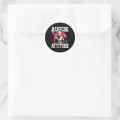 Sticker Rond Aussie Attitude drôle Kangaroo Boxe Australie Bo (Sac)
