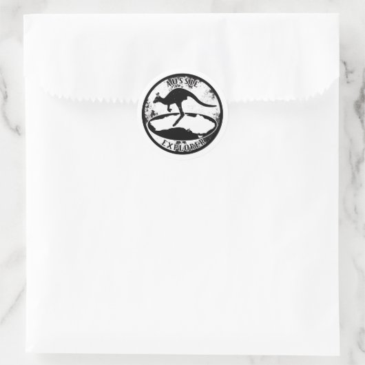 Sticker Rond Aussie Explorer en grunge (Sac)