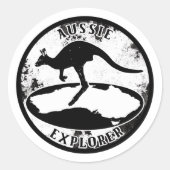 Sticker Rond Aussie Explorer en grunge (Devant)