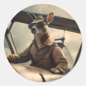 Sticker Rond Aussie Kangaroo Pilote d'avion Latte Mug (Devant)