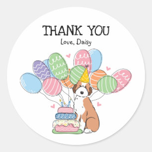 Sticker Rond Aussiedoodle Chien Anniversaire Fête Favoriser Tag