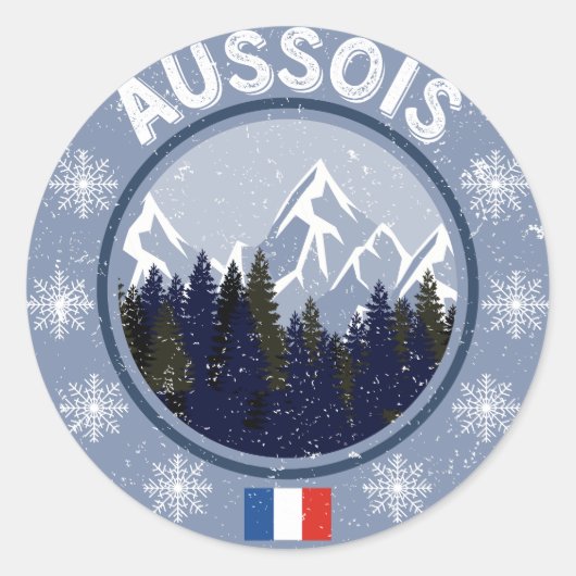 Sticker Rond Aussois Station de Ski (Devant)