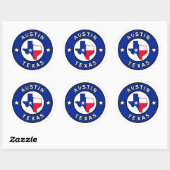 Sticker Rond Austin Texas (Feuille)