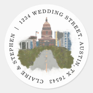 Sticker Rond Austin Texas Adresse de retour