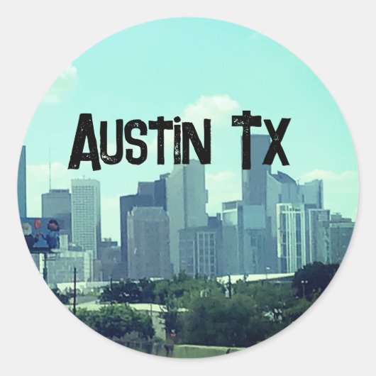 Sticker Rond Austin Texas backround (Devant)