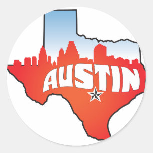 Sticker Rond Austin Texas Cityscape